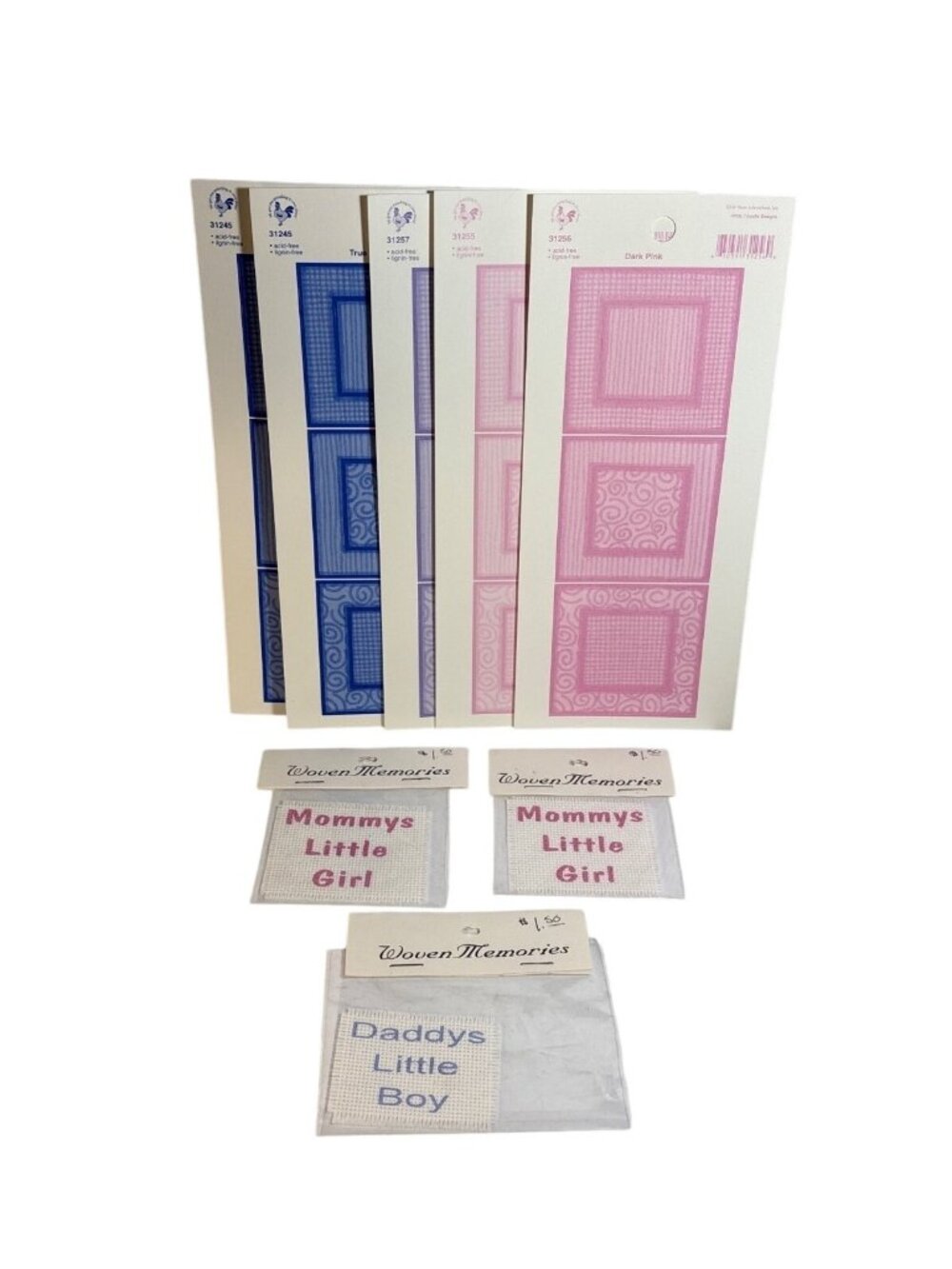 Scrapbook Labels Frames Daddys Little Boy Mommys Little Girl Lot of 5 Frames